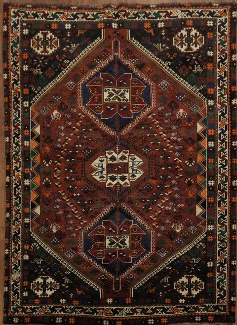 Traditional Tribal Geometric Persian Wool Geometric Shiraz 5x7