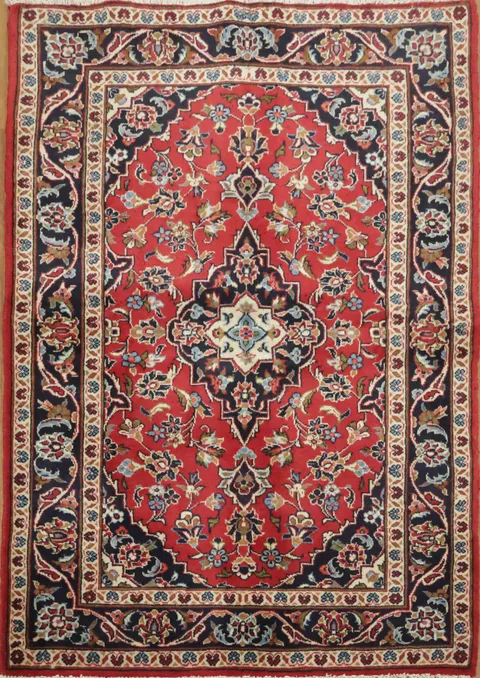 Persian Vintage Floral Wool Kashan Rug 3x5