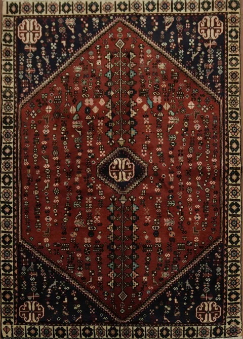 Traditional Tribal Vintage Wool Persian Abadeh Rug 4x5