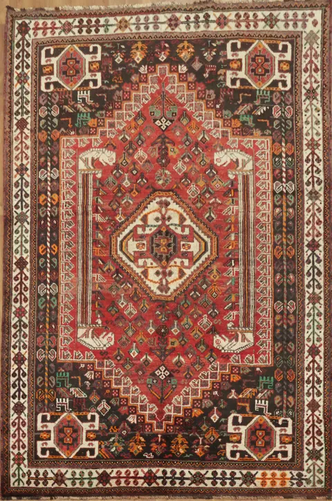 Tribal Vintage Traditional Persian Wool Shiraz Lori Rug 5x8 ft