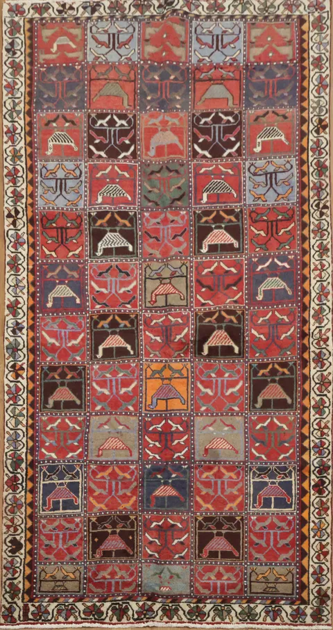 Bohemian Charm: Geometric Animal Design Bakhtiari rug 5x10