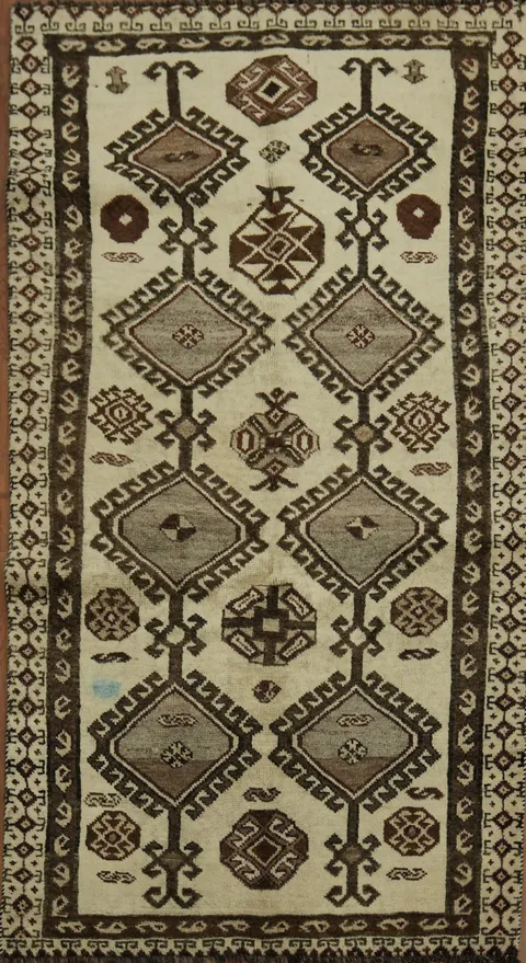 Vintage Geometric Tribal Wool Rug 4x6