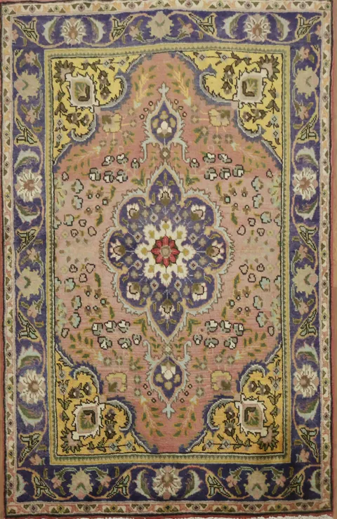 Vintage Oriental Tabriz Rug with Floral Wool 3x5