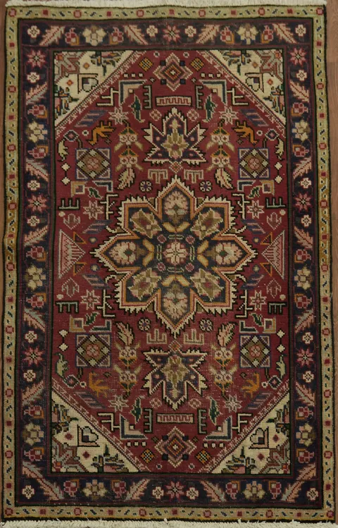 Vintage Red Wool Persian Tabriz Rug