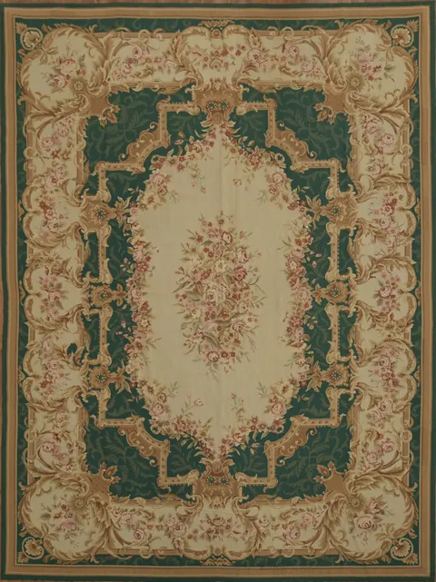 Timeless Vintage Style Area Aubusson Tapestries Rug with Floral Pattern 9x12