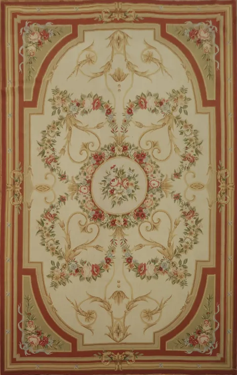Aubusson-Tapestry Rug with Floral Elegance 6x9
