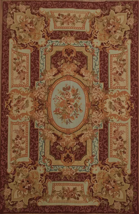 Classic French Style Tapestry Aubusson Rug with Floral Medallions 6x9