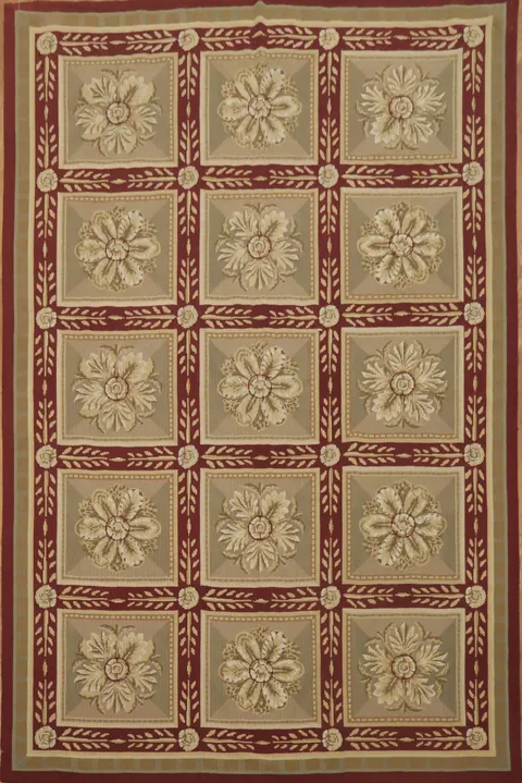 Sumptuous Floral Needlepoint Rug with Intricate Border Design 6x9