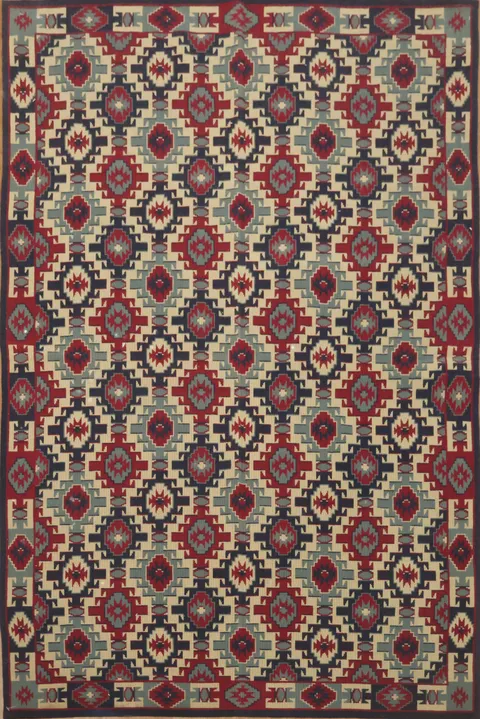 Geometric Colorful Aubusson-Tapestry Rug 4x6