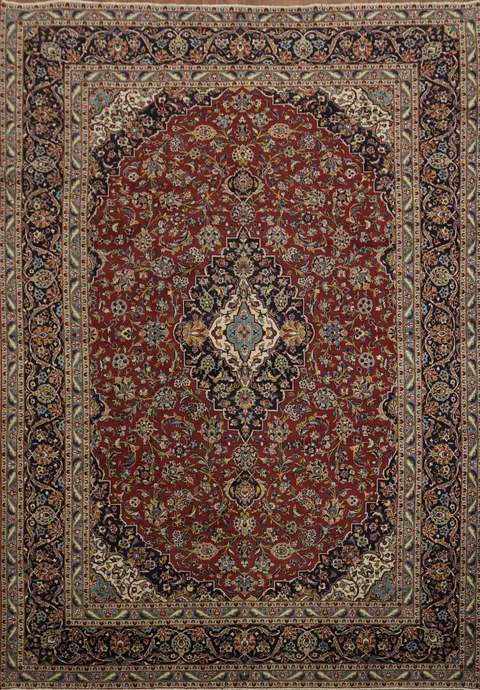 Traditional Ornate Red Kashan Persian Large Rug 10x14