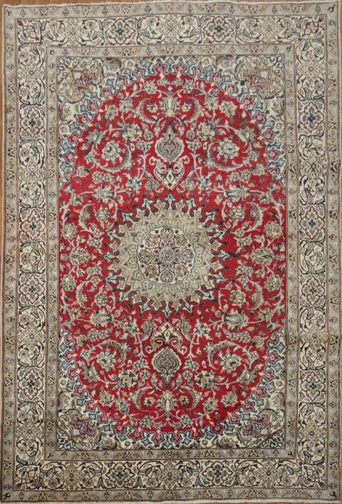 Elegant Floral Nain Persian Area Rug 6x9