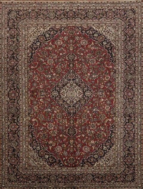 Persian Elegance: Floral Mashad Area Rug 10x13