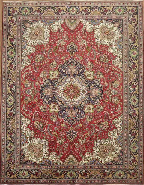 Vintage Floral Tabriz Persian Area Rug 10x13