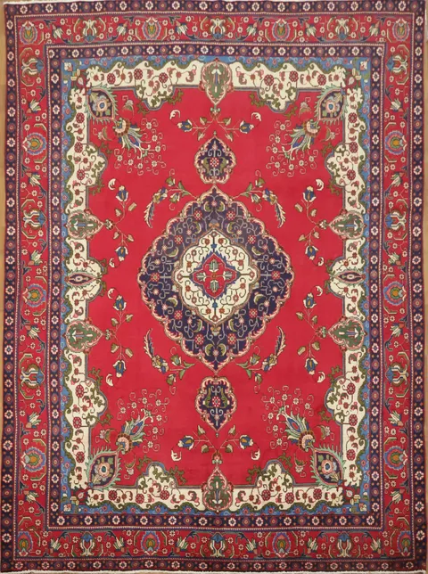 Vintage Floral Tabriz Persian Area Rug 10x13