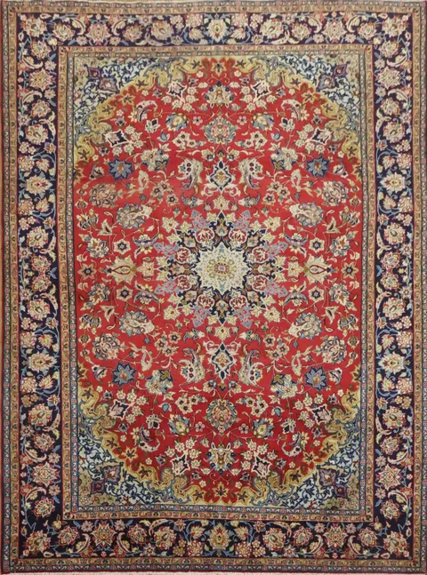 Vintage Red Floral Najafabad Persian Area Rug 10x13