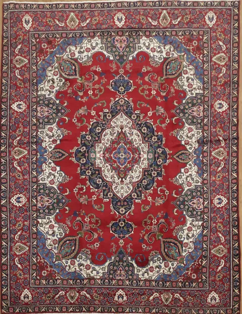 Luxurious Red Tabriz Persian Area Rug 10x13