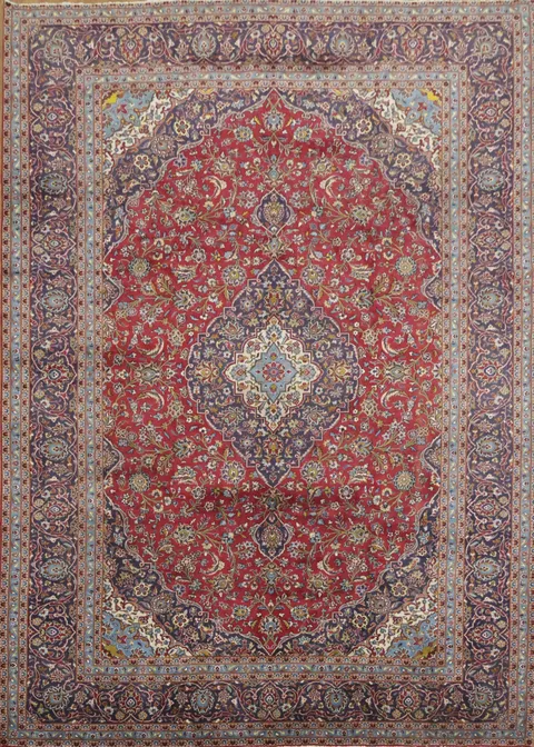 Luxurious Traditional Kashan Persian Area Rug 10x13Red Medallion Rug for Classic Interiors