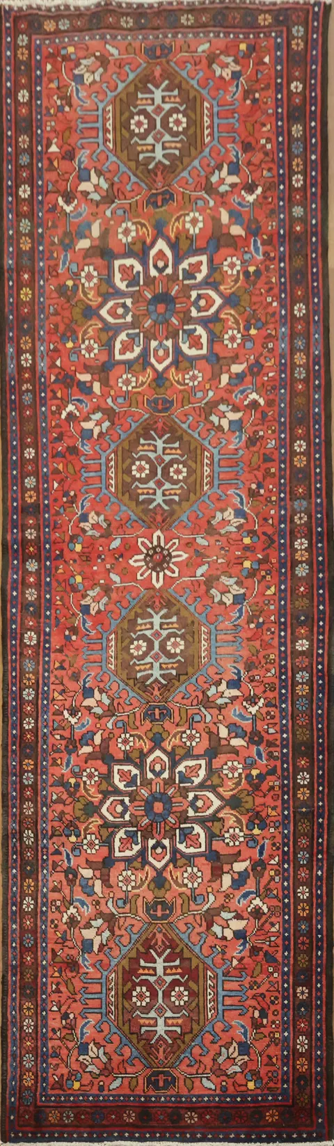 Vintage Heriz Persian Runner Rug 3x11