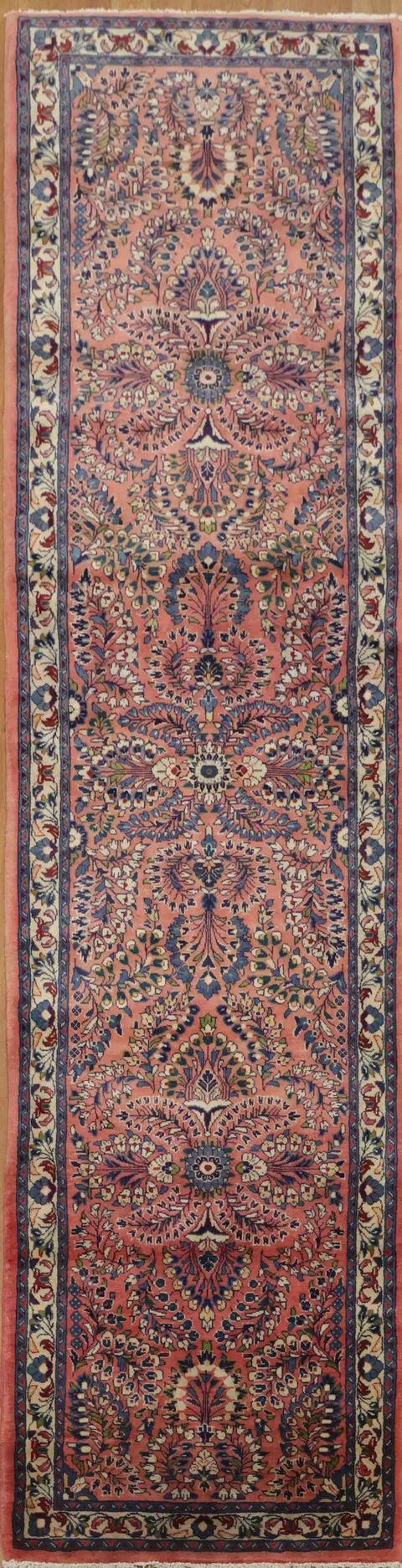 Floral Vintage Sarouk Persian Runner Rug 3x11