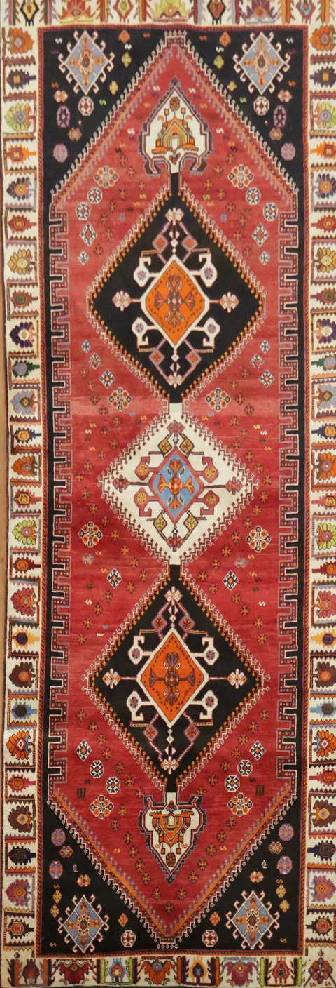 Vegetable Dye Tribal Shiraz Persian Runner Rug 3x10