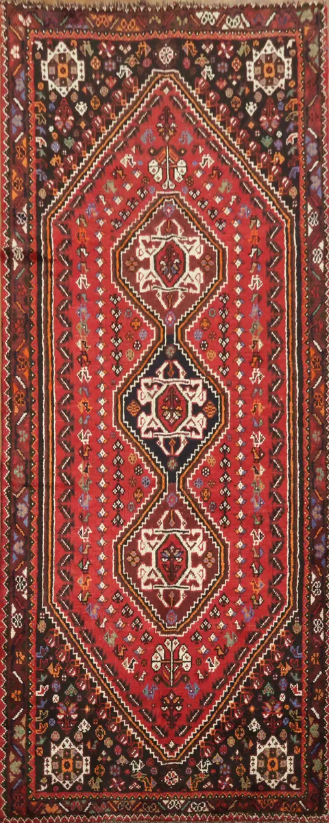 Traditional Persian Qashqai Wool Rug  4x10