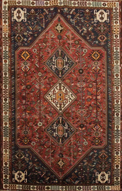 Traditional Masterpiece: Shiraz Persian Area Rug 6x9