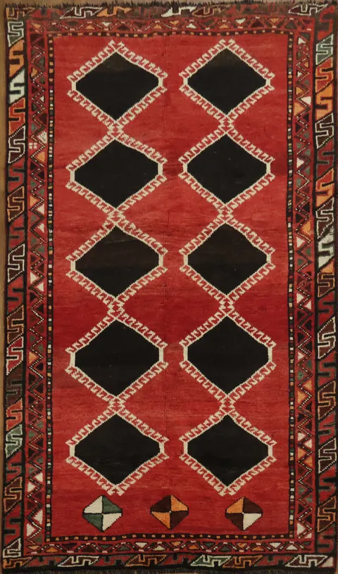 Tribal Geometric Qashqai Persian Rug 4x7