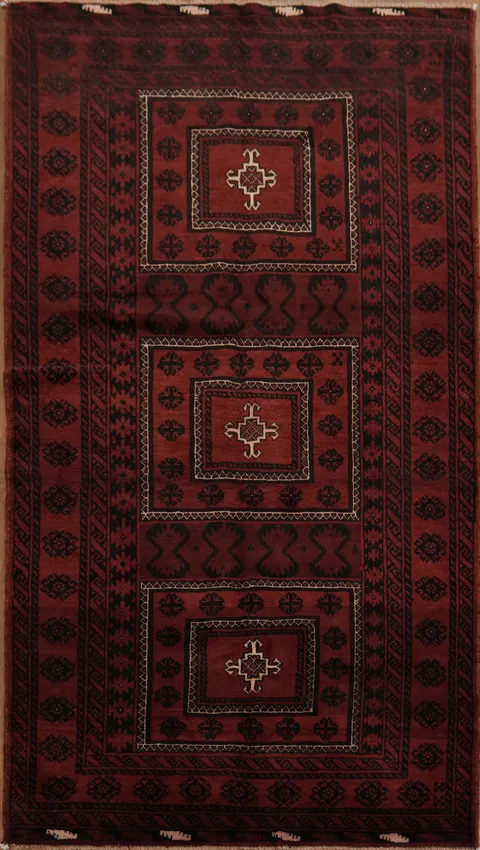 Geometric Persian Vintage Balouch Rug 4x7