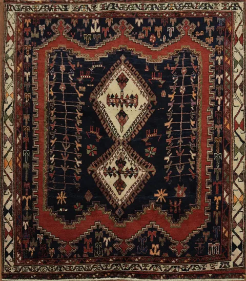 Traditional Vintage Sirjan Persian Rug 5x5