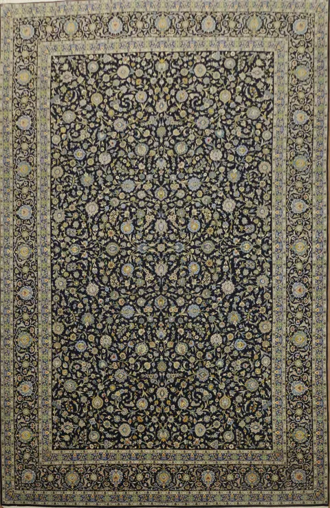 Classic Elegance: Luxurious Vegetable Dye Kashan Persian Large Rug 13x20