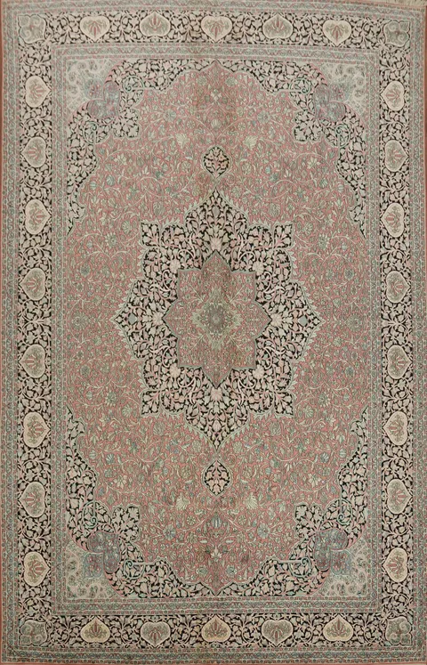 Classic Silk Persian-Inspired Area Kashmir Rug 12x18