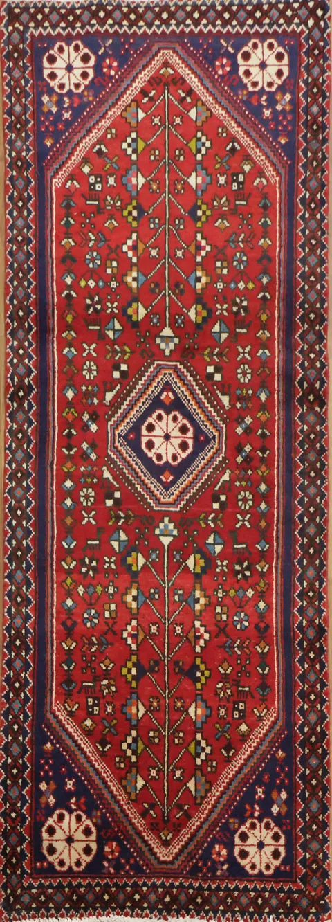 Traditional Abadeh Rug with Rich Red and Blue Accents 4' 10'' X 1' 9''