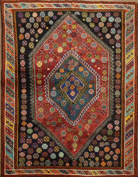 Collectible Unique Tribal Vegetable Dye Shiraz Persian Rug 5x6