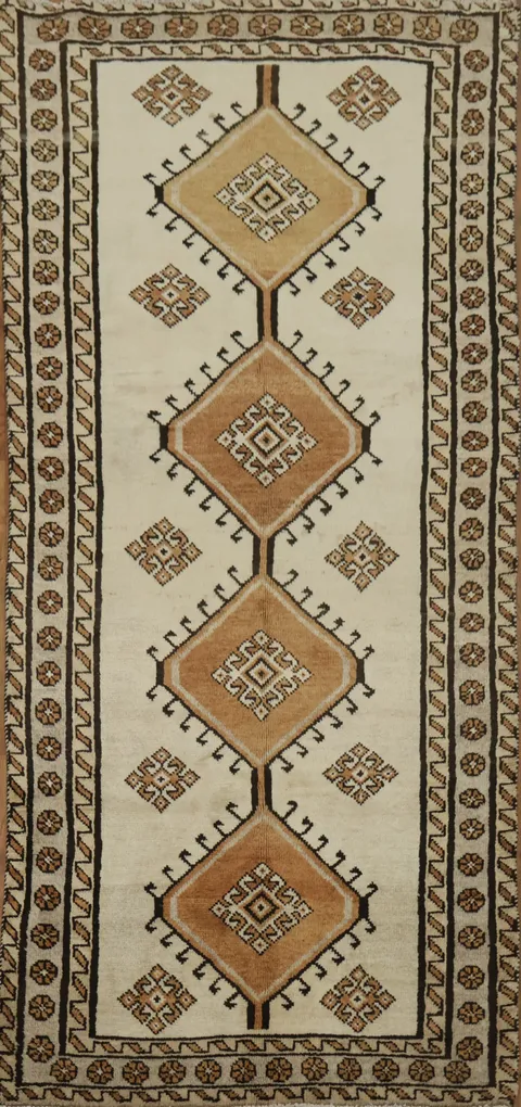 Traditional Geometric Natural Dyed Persian Gabbeh Rug  3x7
