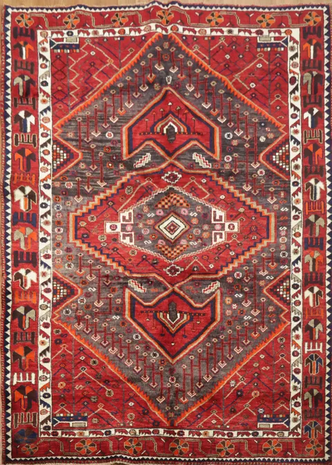 Tribal Traditional Shiraz Persian Area Rug 5x8