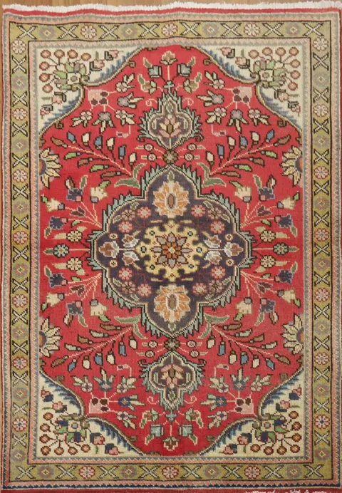 Vintage Floral Tabriz Persian Rug 3x5