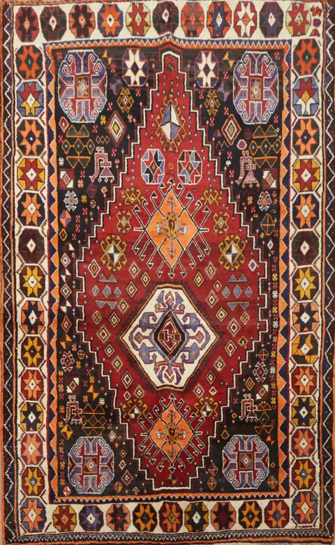 Exquisite Geometric Shiraz Persian Area Rug 5x8