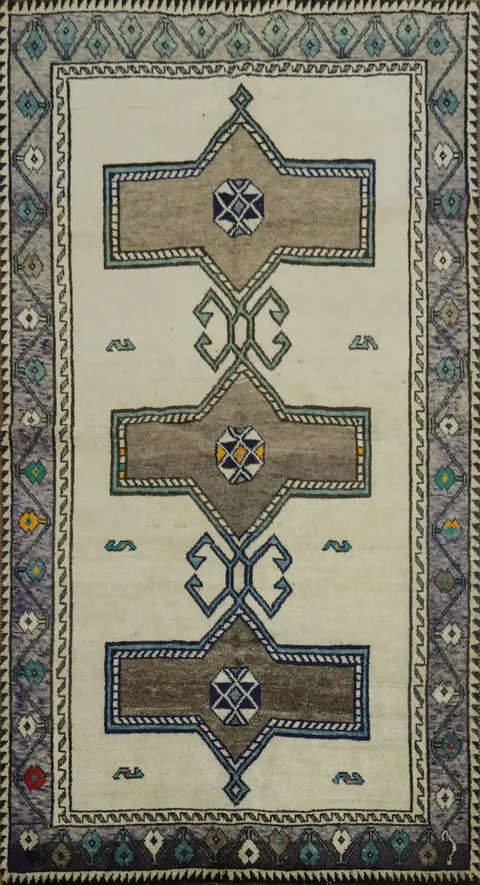 Vegetables Dye Geometric Gabbeh Persian Rug 4x8