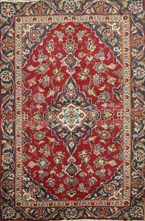 Handcrafted Persian Floral Kashan Persian Rug 3x4