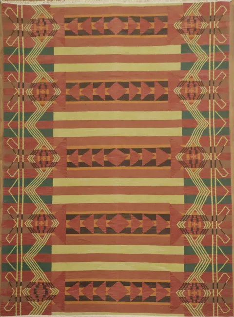 Artisan Crafted Striped Oriental Kilim Area Rug 9x12