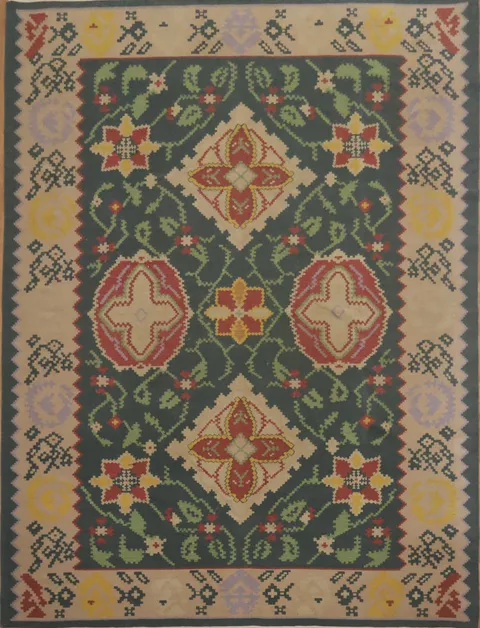 Exquisite Green Oriental Kilim Area Rug 9x12