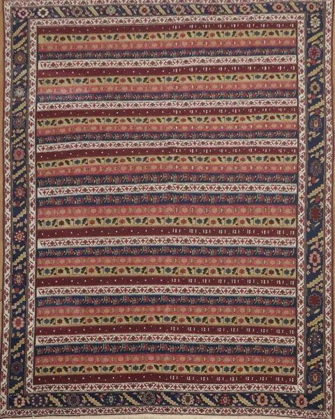 Traditional Multi-Color Striped Oriental Sumak Area Rug 8x10