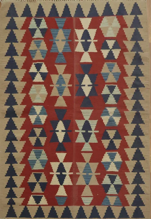 Vibrant Geometric Oriental Kilim Area Rug 4x6