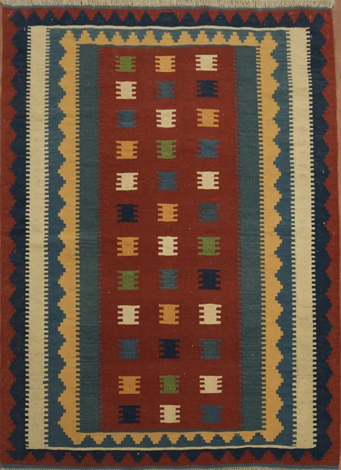 Rustic Charm: Southwestern Oriental Kilim Area Rug 4x6
