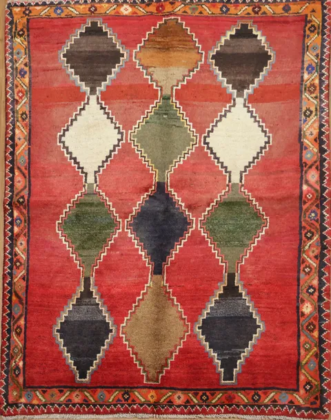 Persian Geometric Tribal Gabbeh Small Rug 4x5
