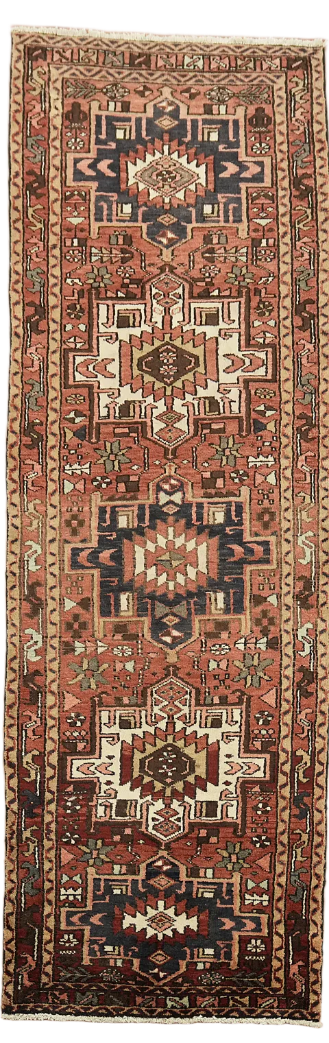 Handwoven Tribal Style Heriz Rug with Intricate Motifs 3x11