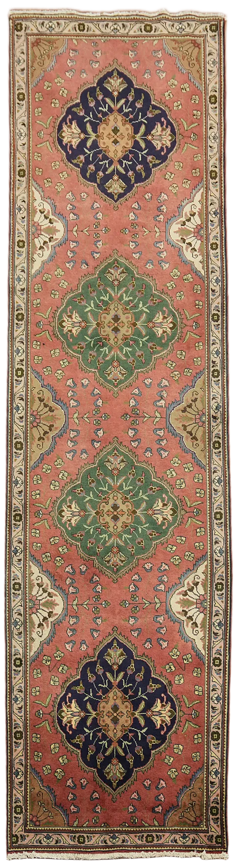 Traditional Floral Tabriz Persian Runner Rug 3x13
