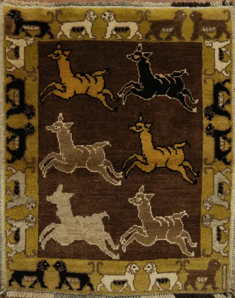 Colorful Animal Pictorial Gabbeh Persian Rug 2x3