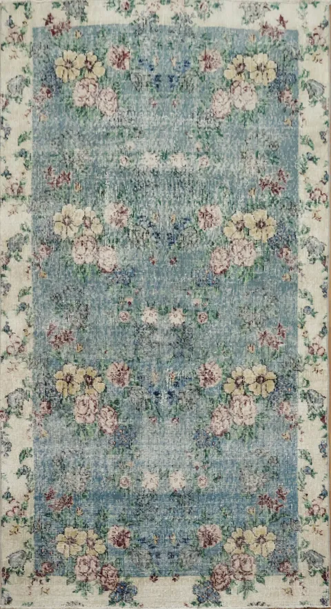 Floral Elegance: Vintage Anatolian Oriental Rug 4x7