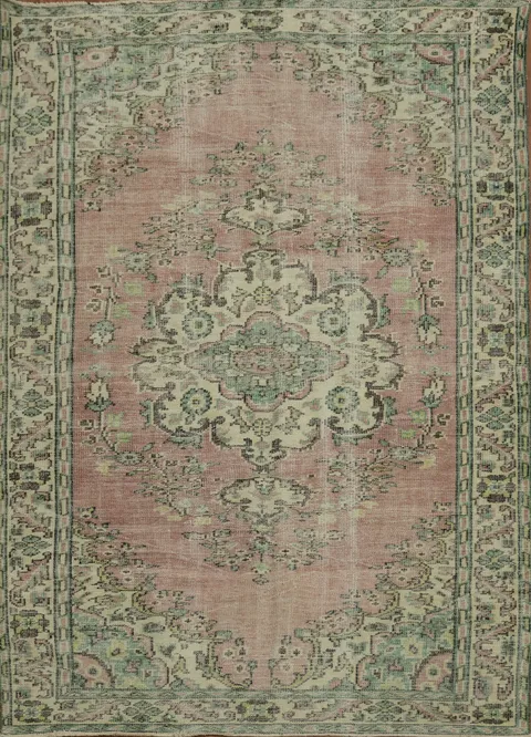 Vintage Distressed Anatolian Oriental Area Rug 7x9